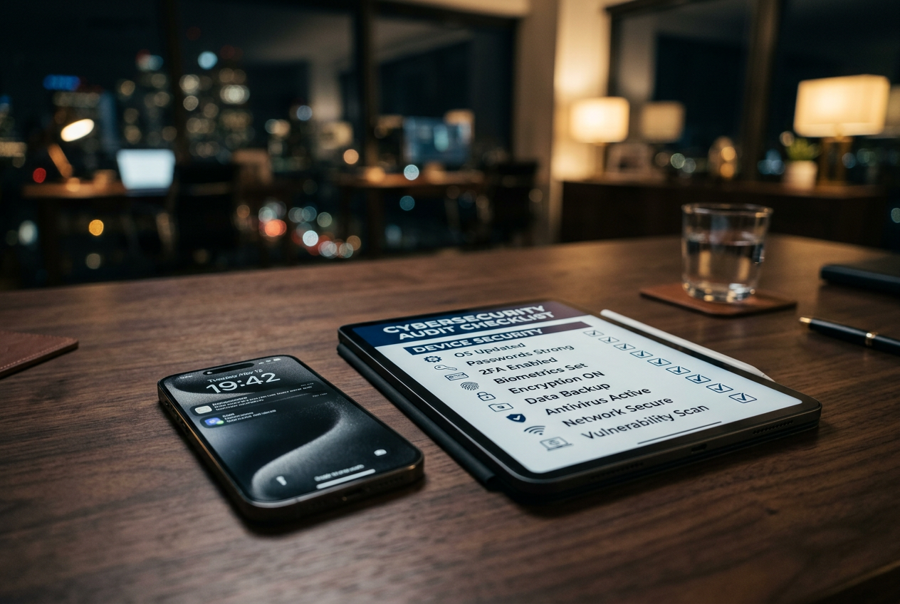A high-end smartphone and a checklist on a desk representing evaluation criteria.